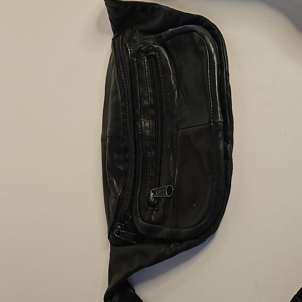 Genuine Leather fanny pack black